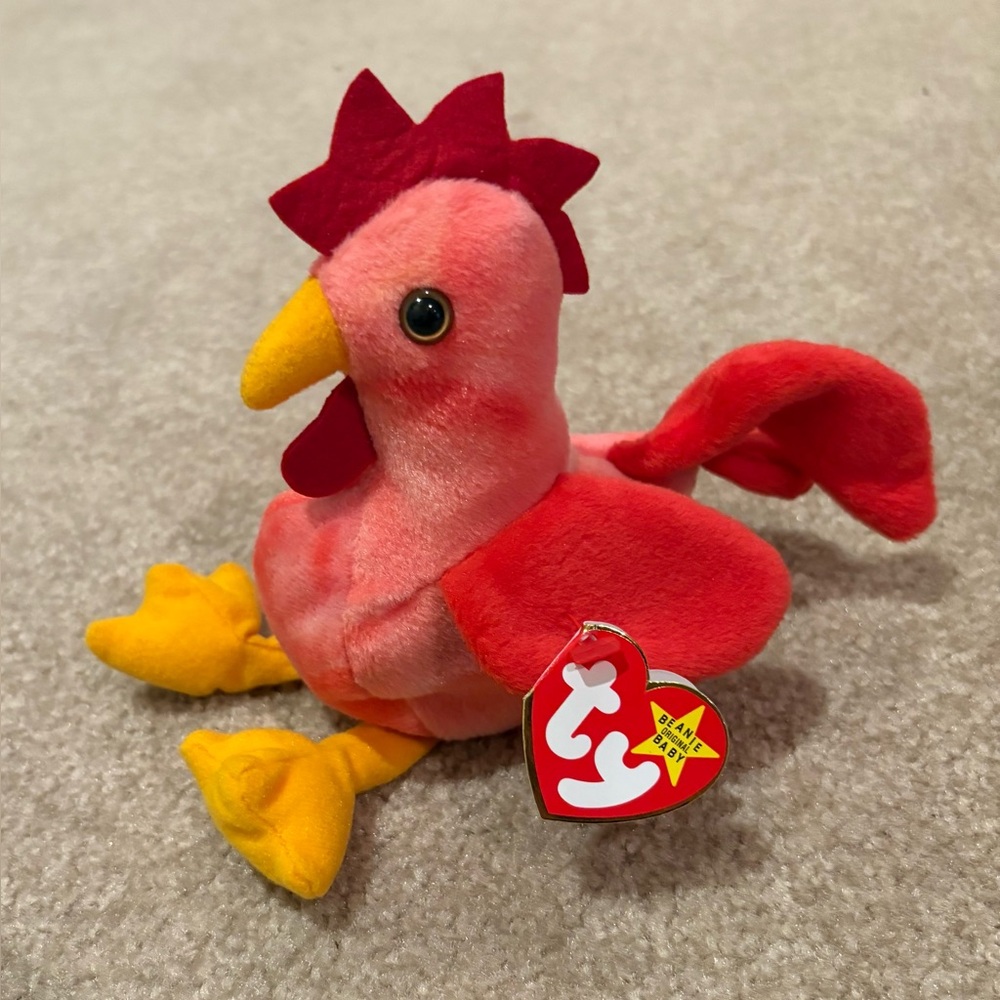 NWT, Vintage 1996 ‘Strut’ the Rooster Beanie Baby by Ty Inc.
